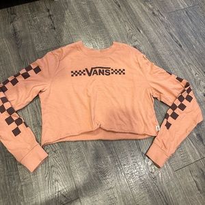 Vans Checkerboard Long Sleeve Crop Top- S - Peach